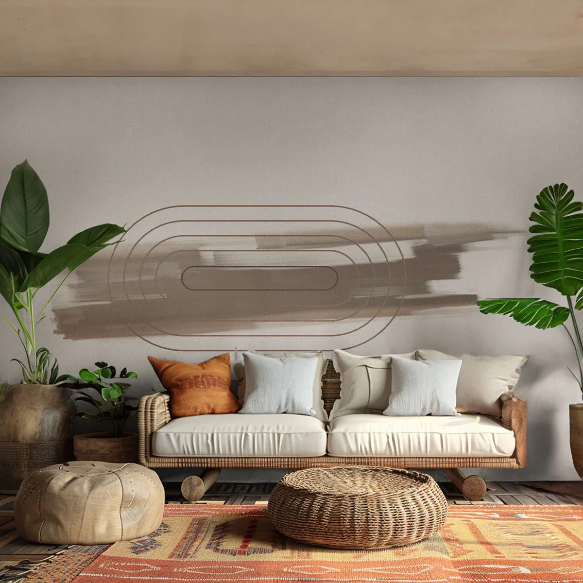 Fototapet Standard Eco - Minimalistisk abstraktion i nyanser av beige och brunt - 100x70cm - Grå blåst - Modern väggdekoration för vardagsrum och sovrum ARTTOR