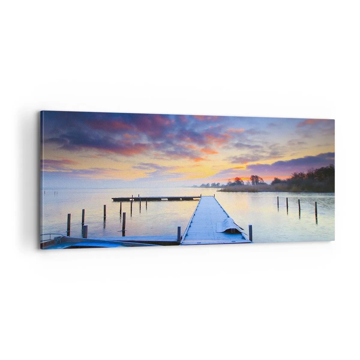 Canvastavla - Bild på duk - Violet-guld ro - 100x40 cm