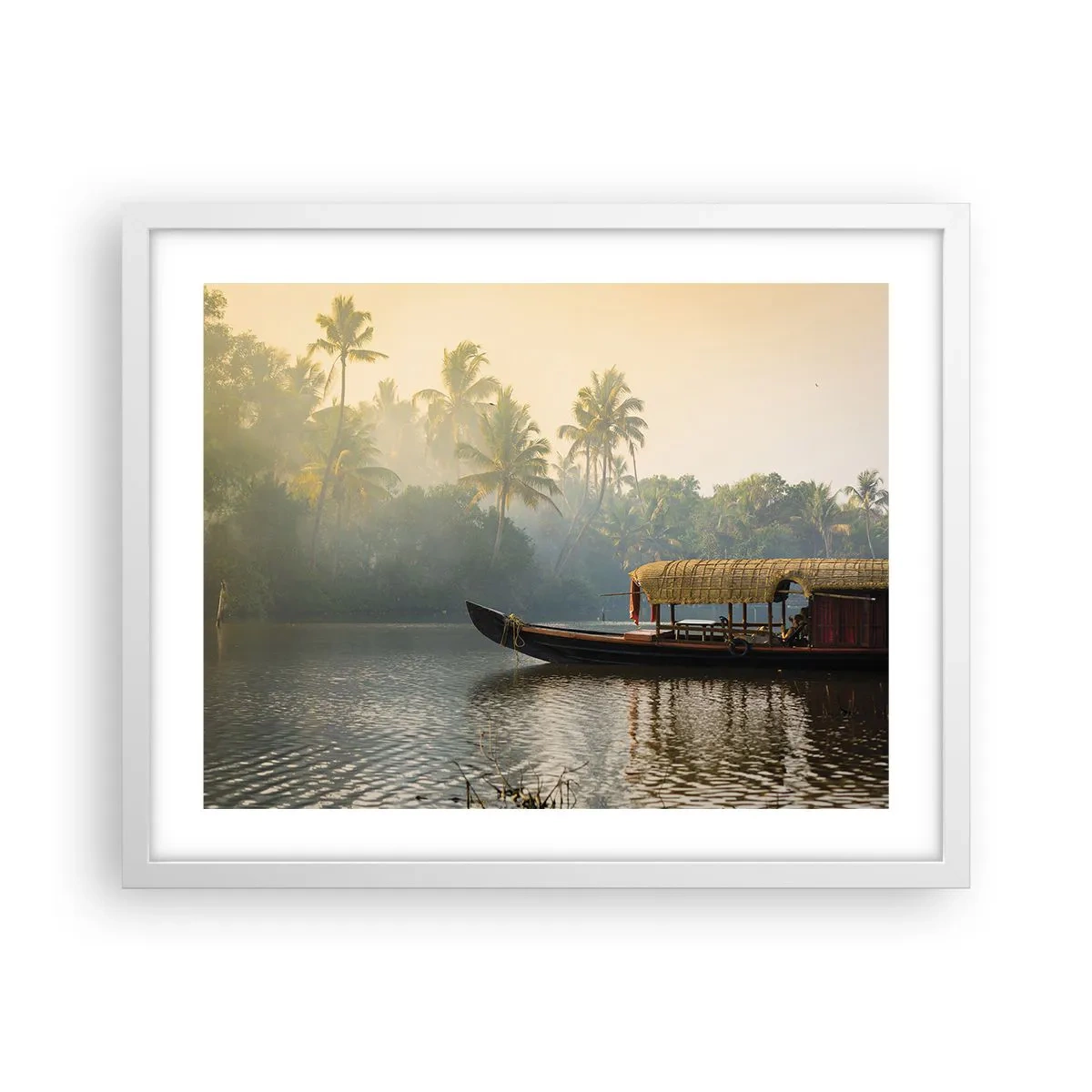 Affisch i vit ram - Hus på floden - 50x40 cm