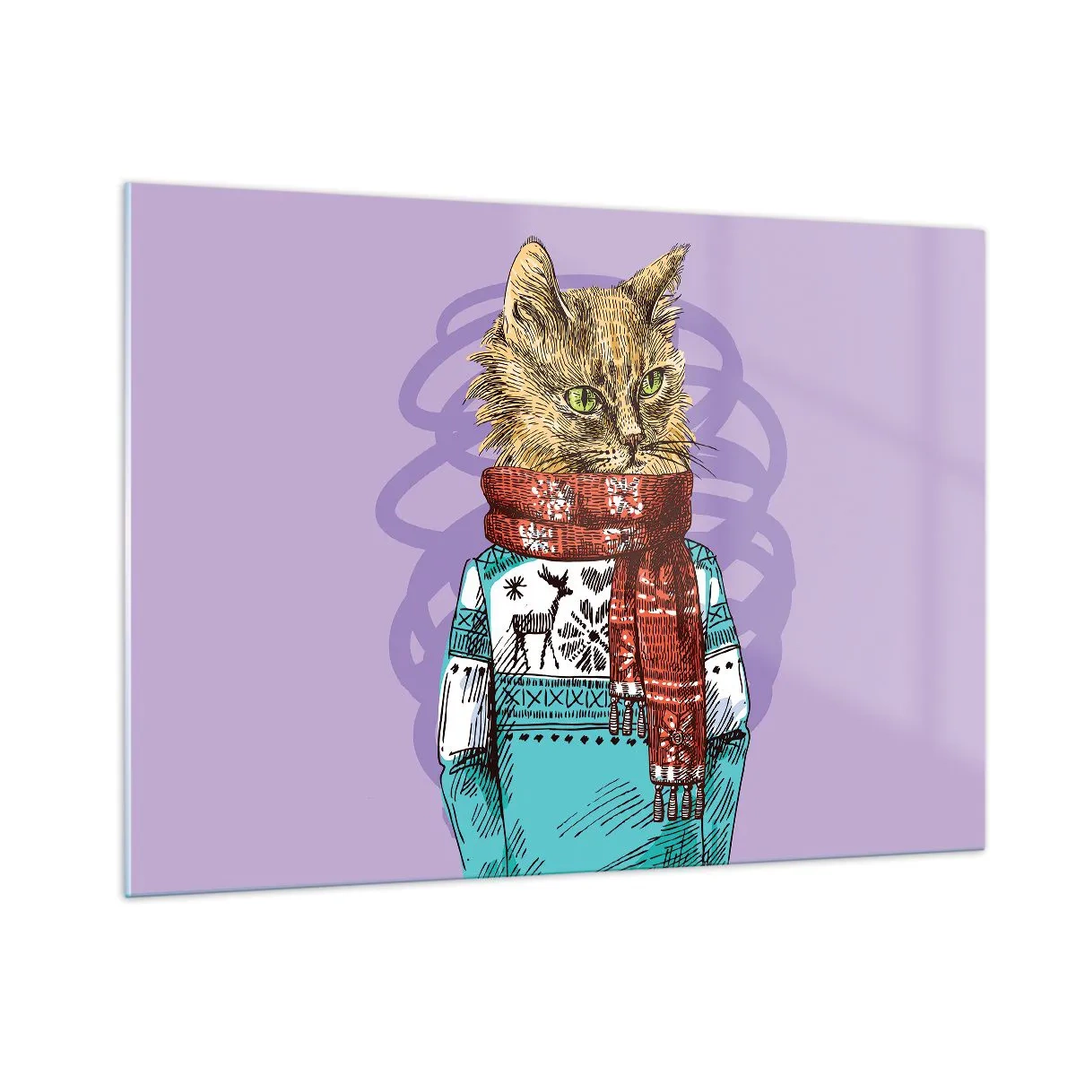 Glastavla - Bild på glas - Mästerkatten - 100x70 cm