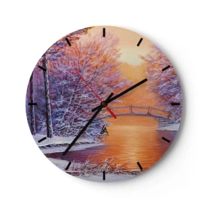 Väggklocka - Klocka på glas - Låt oss mötas här - 40x40 cm