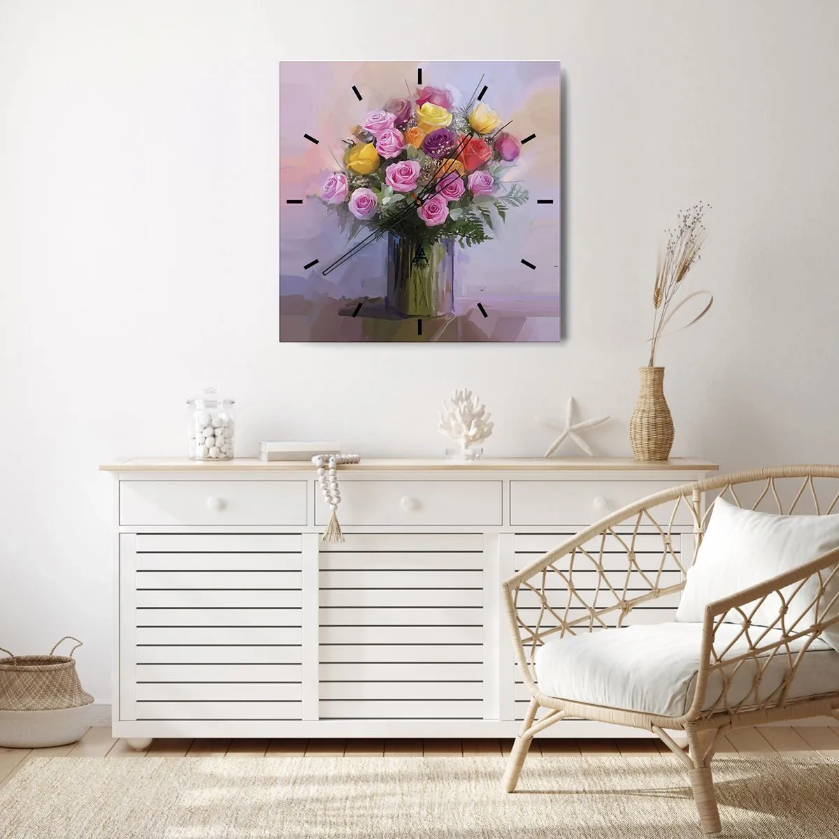 Väggklocka - Klocka på glas - Stoppad skönhet - 40x40 cm