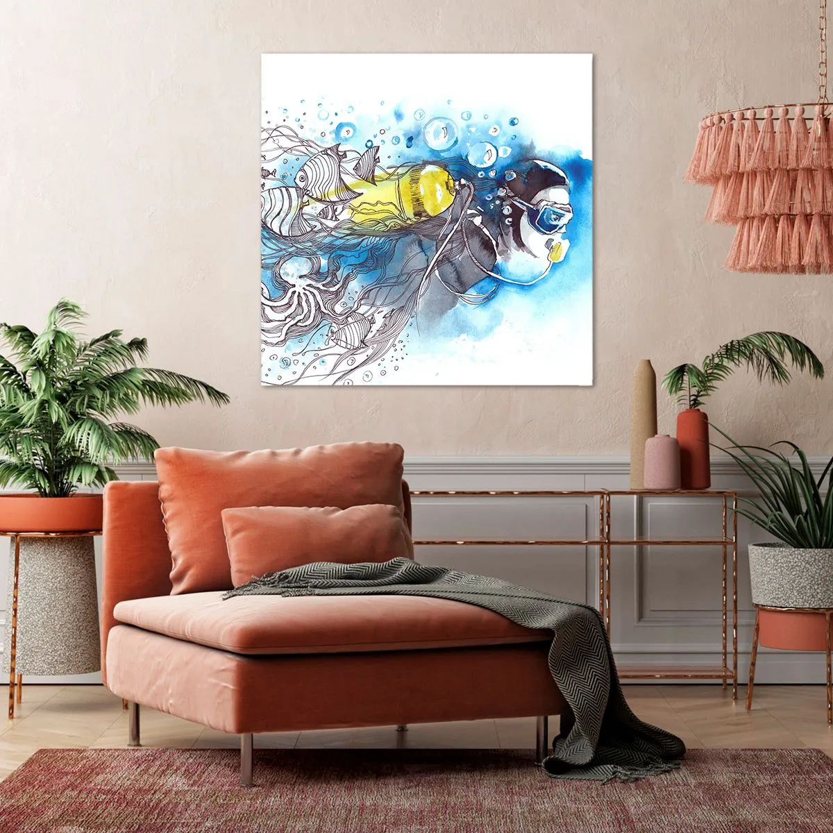 Canvastavla - Bild på duk - Det stora blåa - 50x50 cm