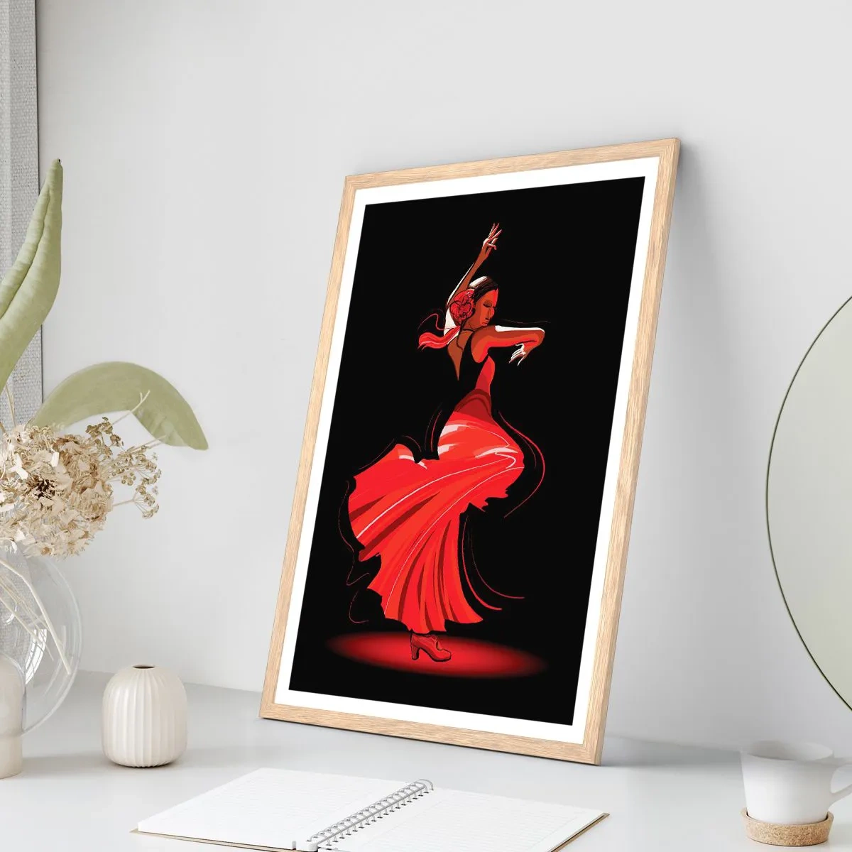Affisch i ram av ljusek - Flamencos brinnande anda - 40x50 cm