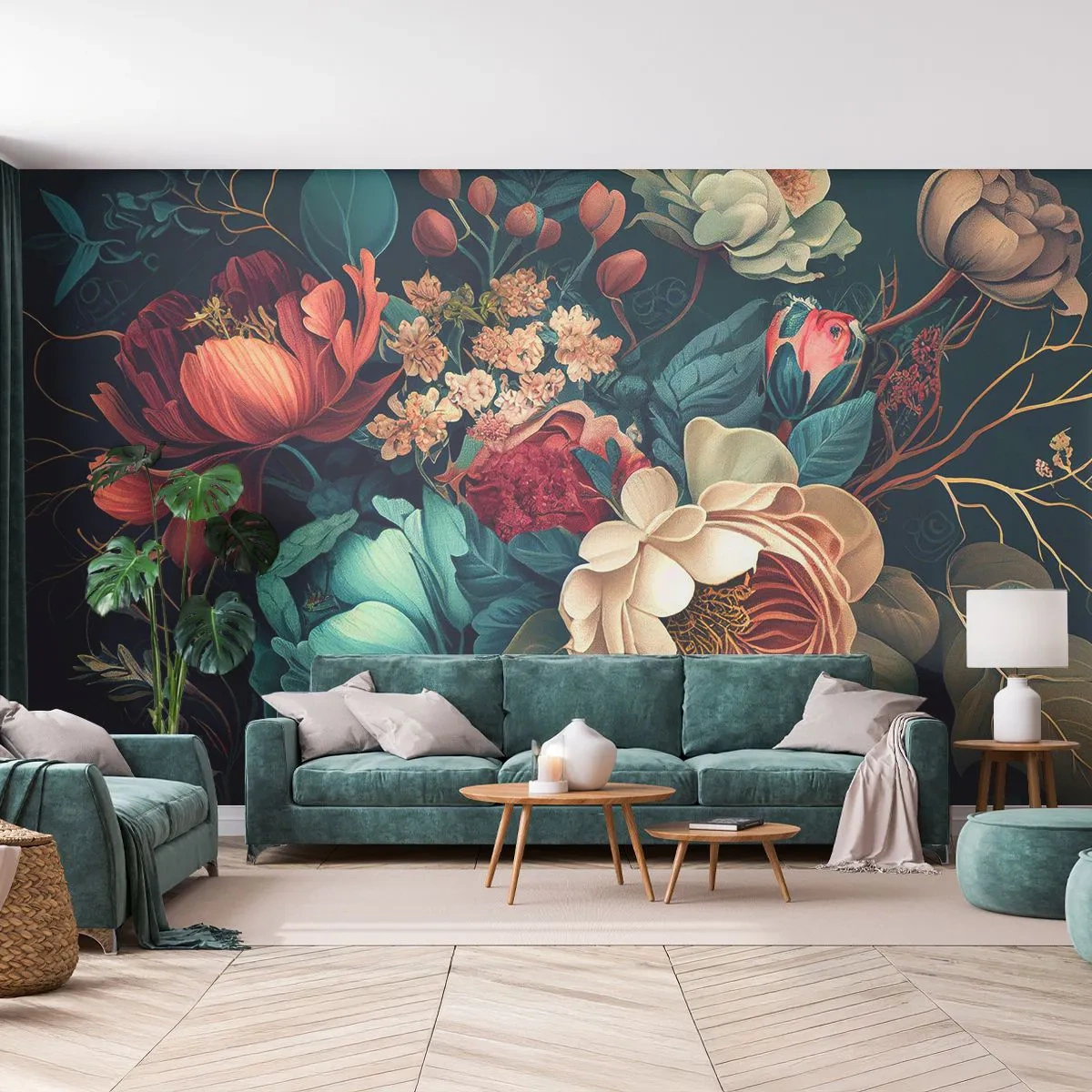 Fototapet Premium Canvas - Charm från 1800-talet - Blommor, Shabby Chic, Klassisk - 250x175 cm