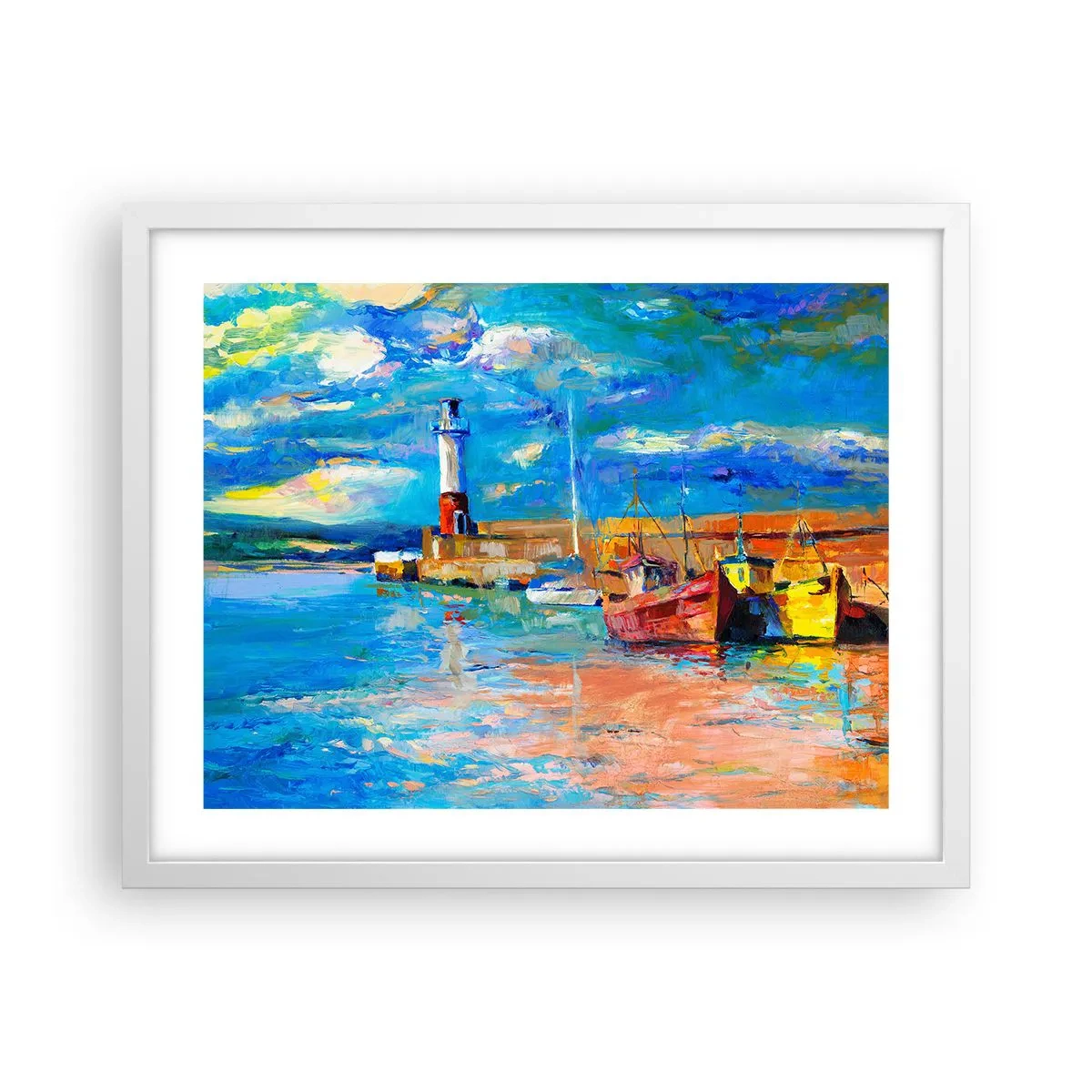 Affisch i vit ram - Eftermiddag i regnbågsviken - 50x40 cm