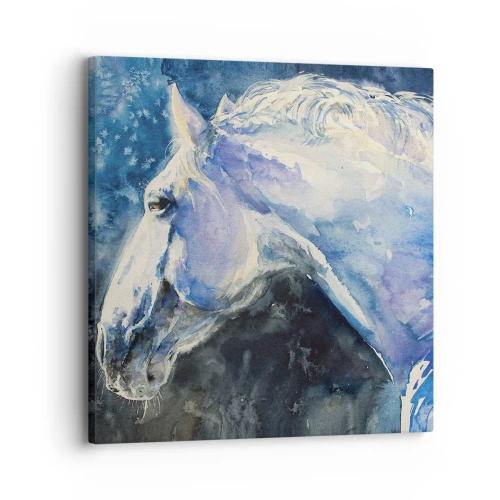 Canvastavla - Bild på duk - Porträtt i blått sken - 30x30 cm