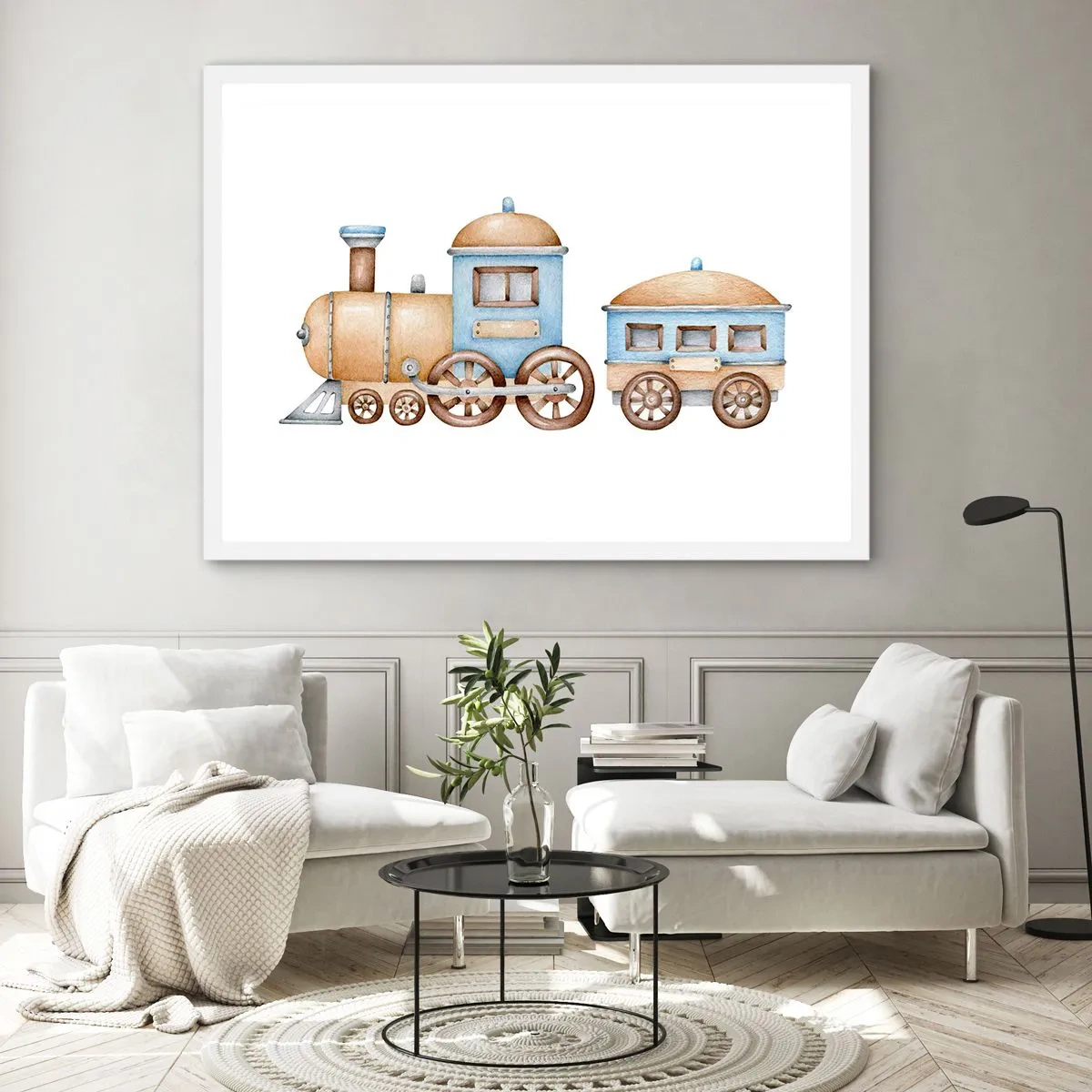 Affisch i vit ram - Stående vid stationen... - 91x61 cm