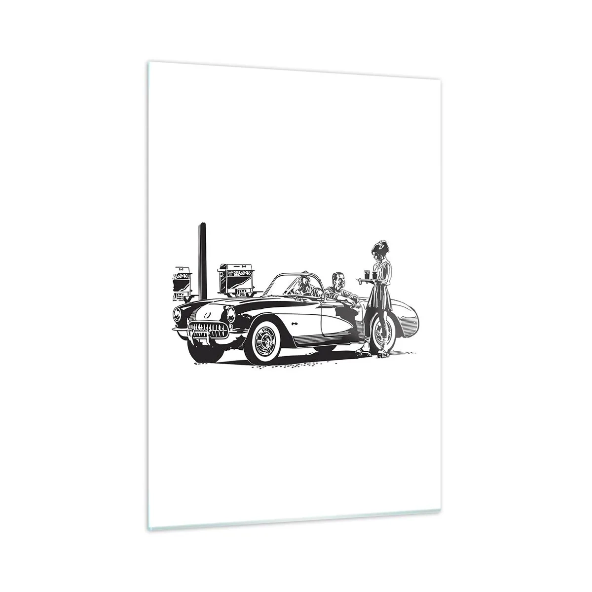 Glastavla - Bild på glas - 60. - sorglöst Amerika - 50x70 cm
