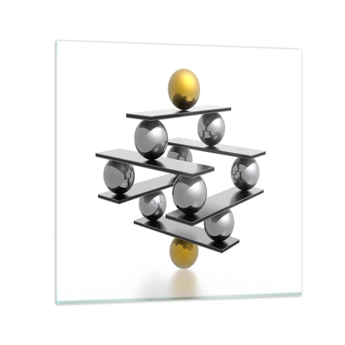 Glastavla - Bild på glas - Guld-silver balans - 70x70 cm