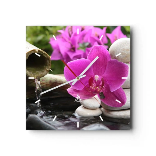 Väggklocka - Klocka på glas - Så kopplar du av - 30x30 cm