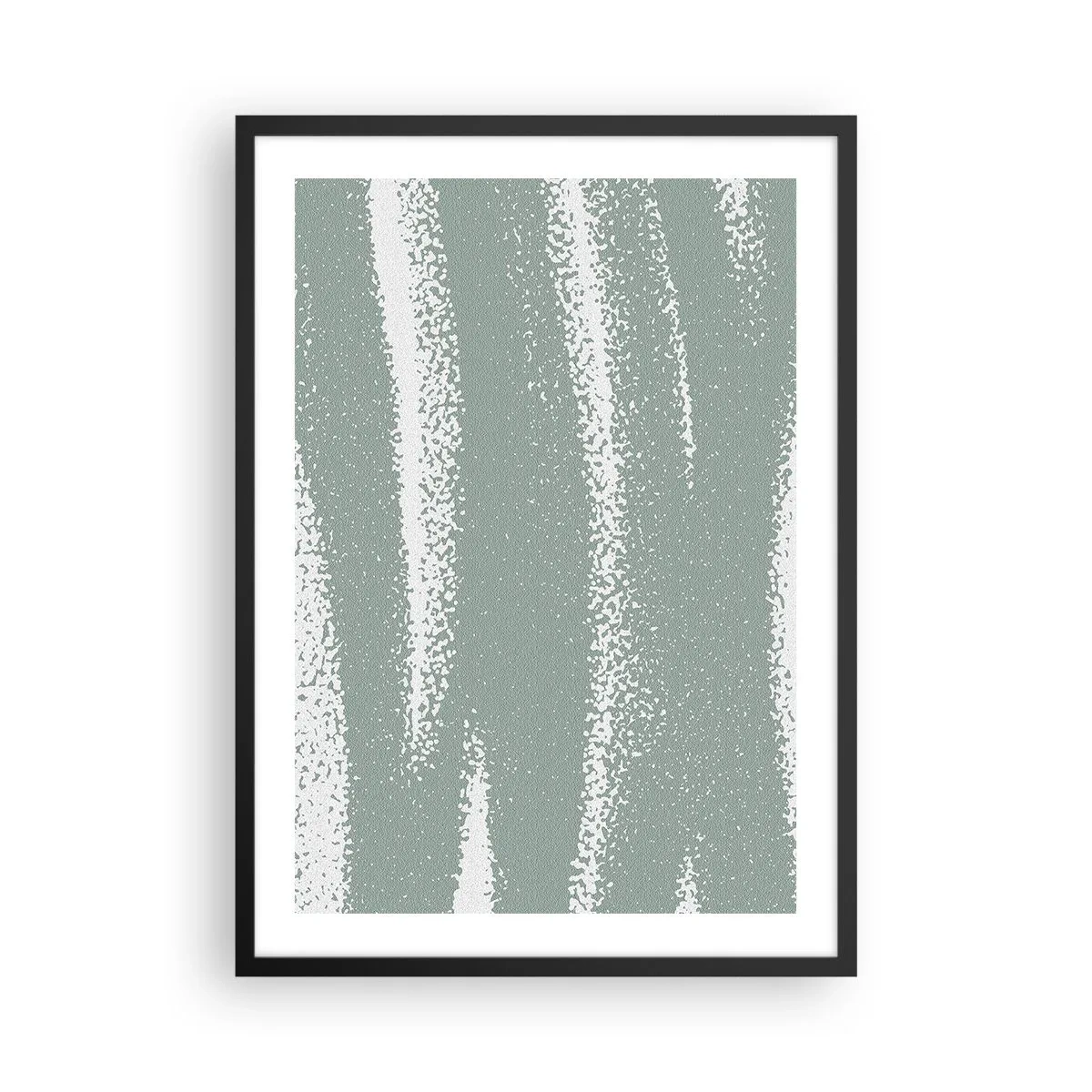 Affisch i svart ram - En minimalistisk komposition i nyanser av grönt och vitt - 50x70cm - Abstraktion i vinterstämning - Modern väggdekoration för vardagsrum och sovrum ARTTOR