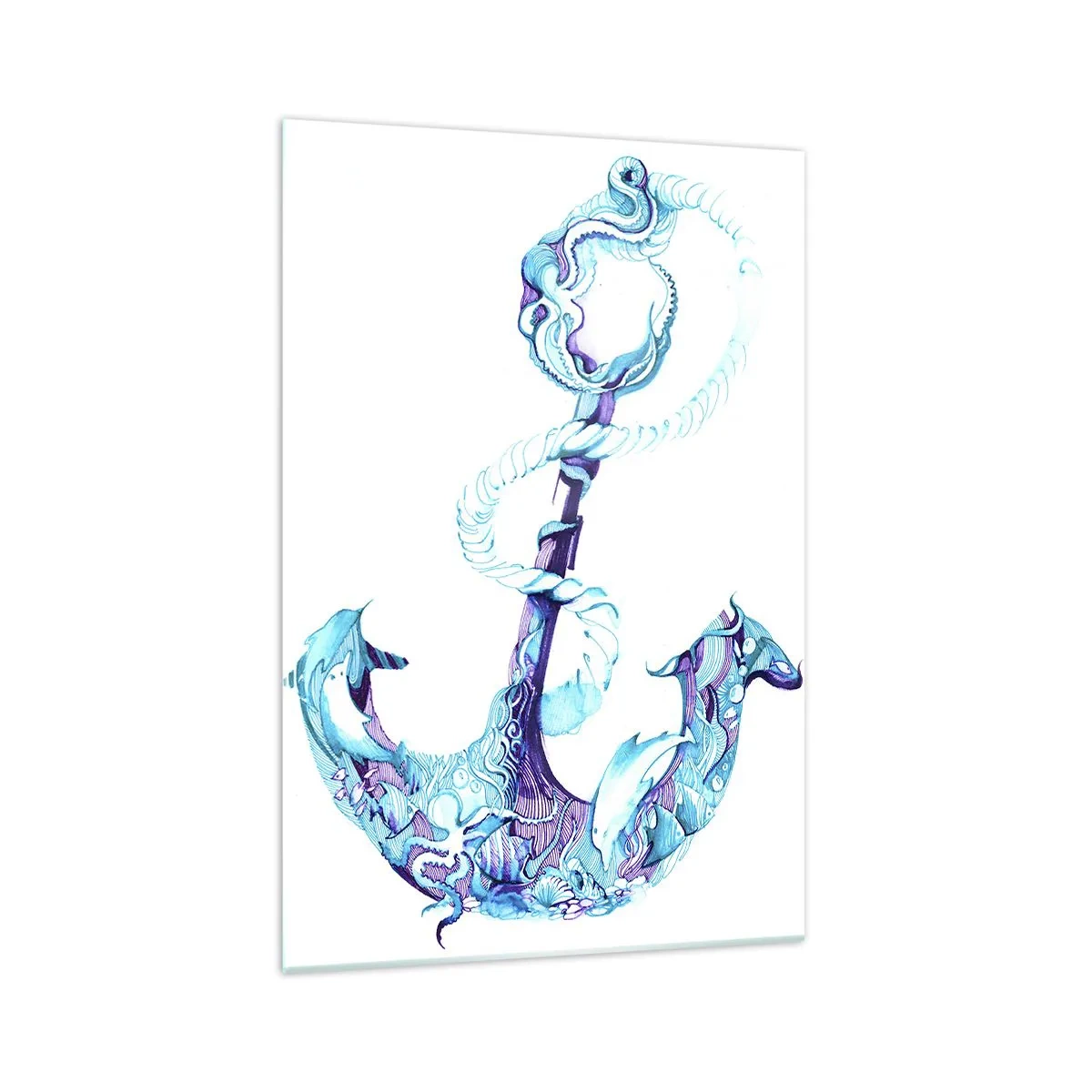 Glastavla - Bild på glas - Håller havets hemligheter - 70x100 cm