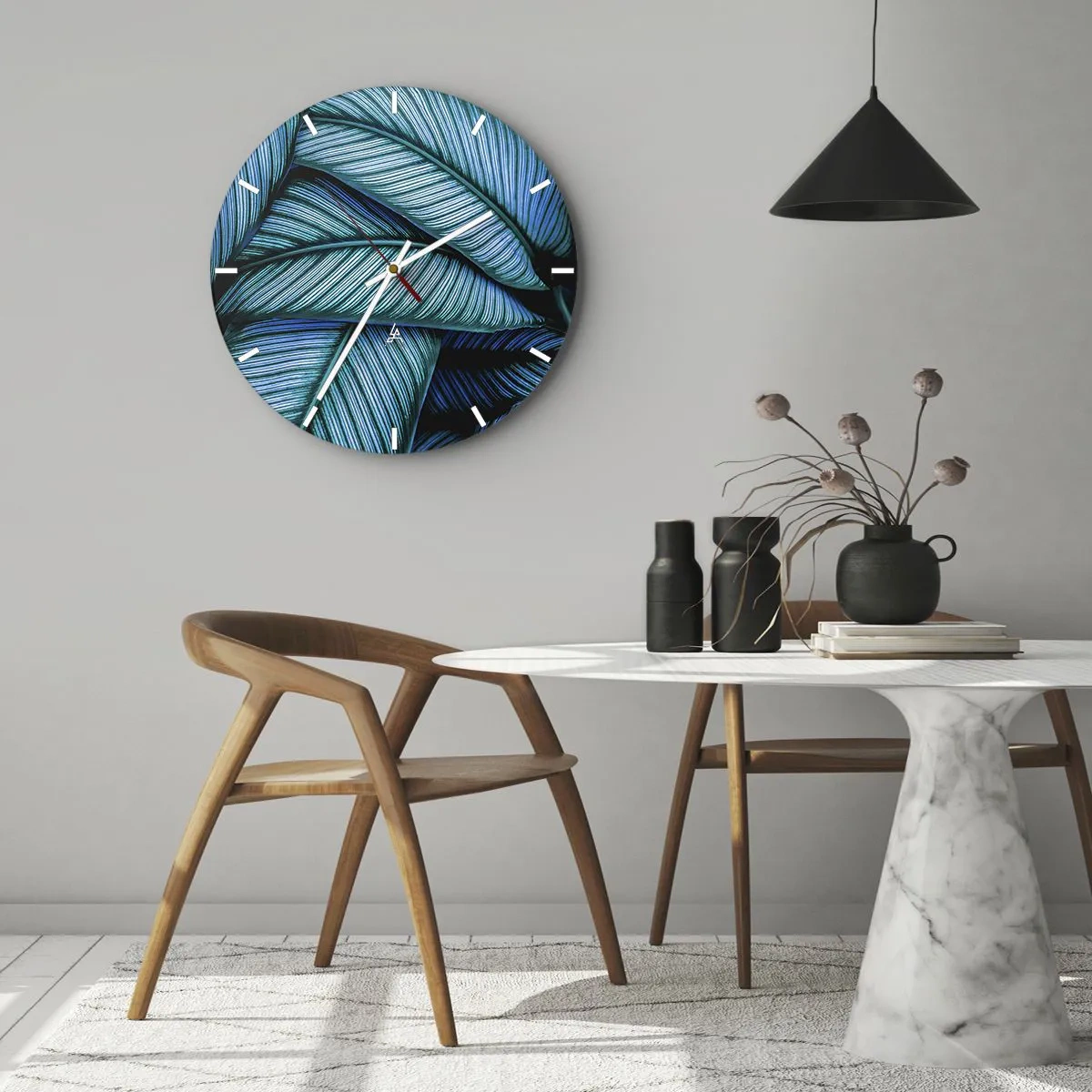Väggklocka - Klocka på glas - Livslinjer - 40x40 cm
