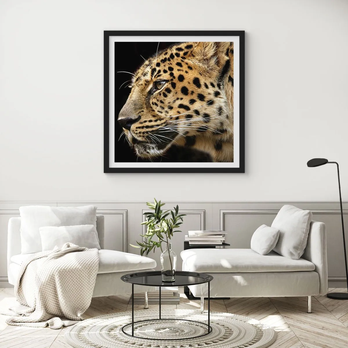 Affisch i svart ram - Lugn, fokuserad, redo - 50x50 cm