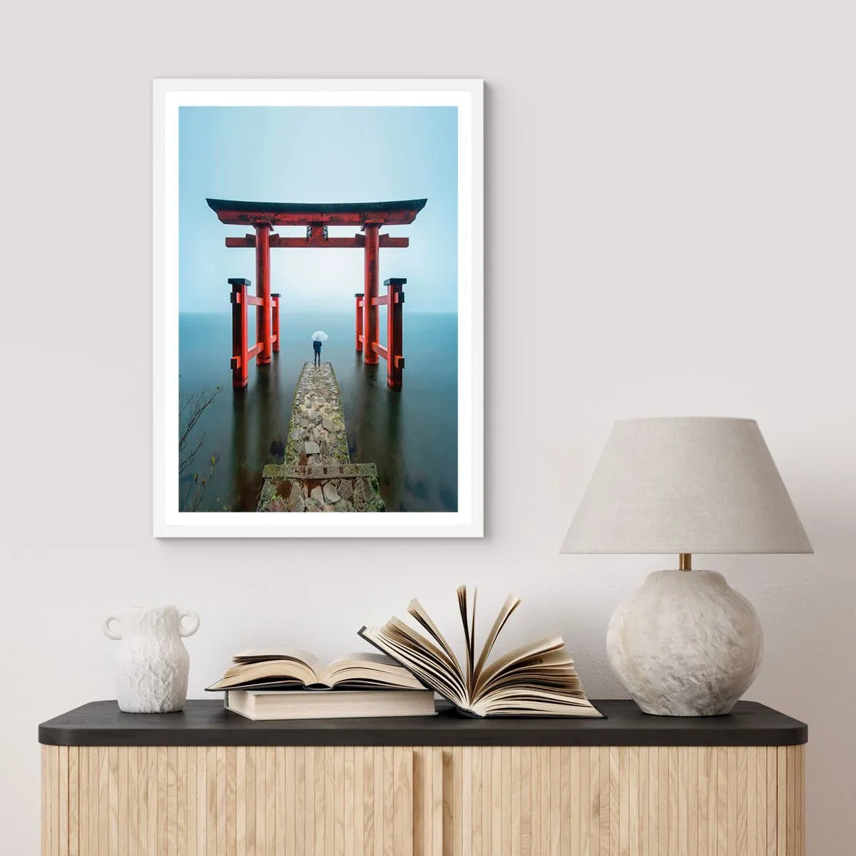 Affisch i vit ram - Japansk begrundan - 70x100 cm