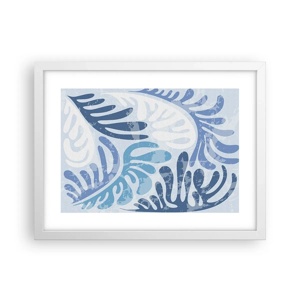 Affisch i vit ram - Blåa ormbunkar - 40x30 cm
