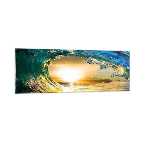 Glastavla - Bild på glas - I smaragd-guld kristall - 90x30 cm