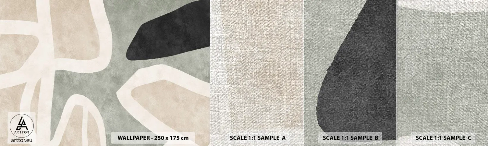 Provbit av fototapet Premium Canvas - Komposition med svart motiv - Abstraktion, Minimalism, Modern konst - 100x30 cm