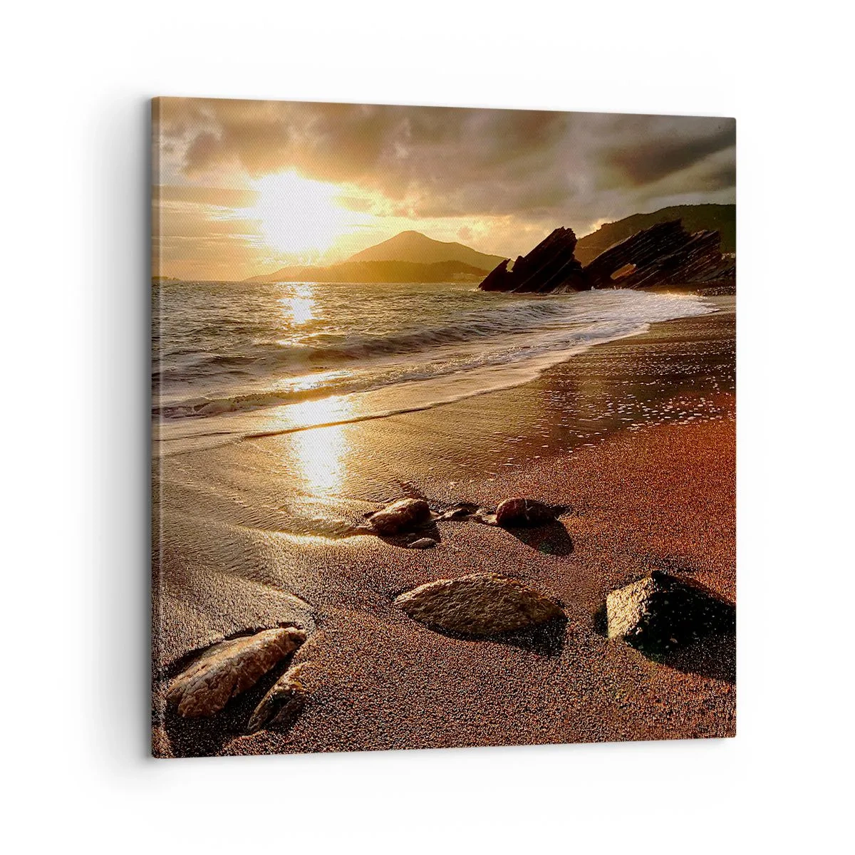 Canvastavla - Bild på duk - Följ solen mot kullarna - 60x60 cm