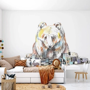 Fototapet Premium Canvas - Hur kan man leva på det viset? - Djur, Björn, Grafik - 200x140 cm