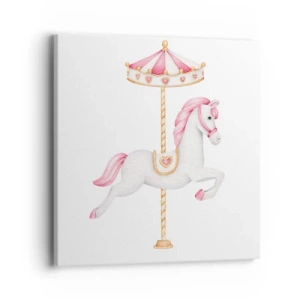 Canvastavla - Bild på duk - Han gav sig iväg med en hov - 40x40 cm