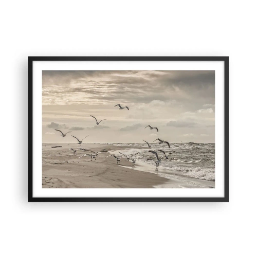 Affisch i svart ram - Havets brus, fågelsång - 70x50 cm