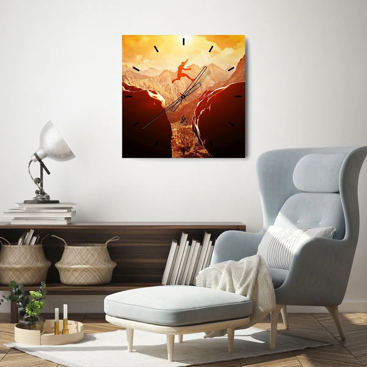 Väggklocka - Klocka på glas - Passera gränser - 40x40 cm