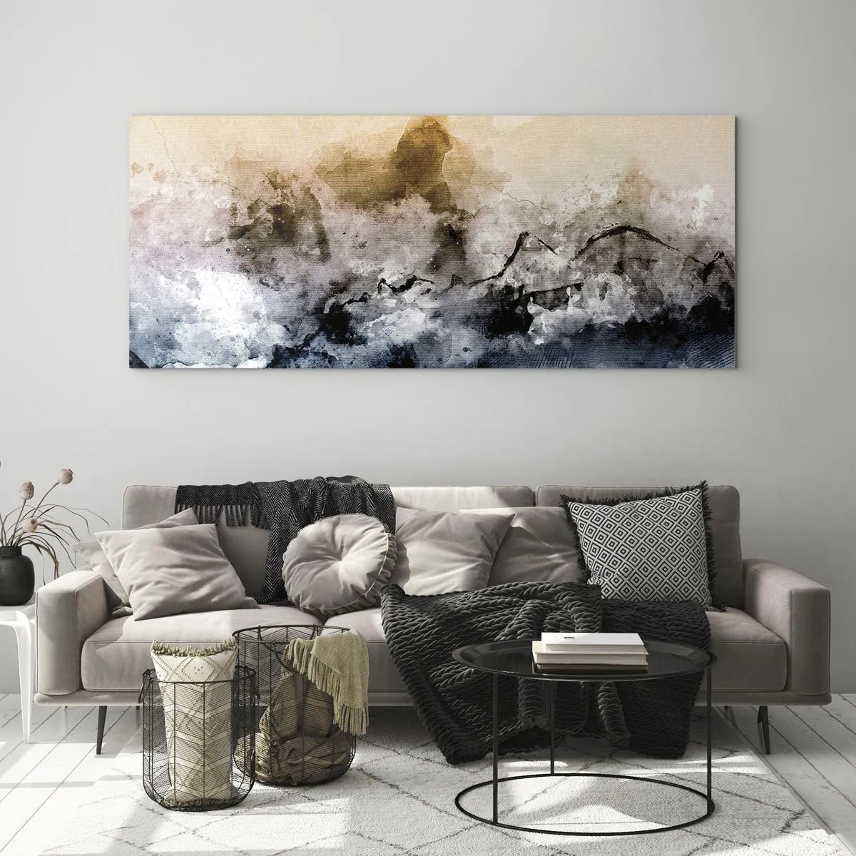 Glastavla - Bild på glas - Dränkta i dimman - 120x50 cm