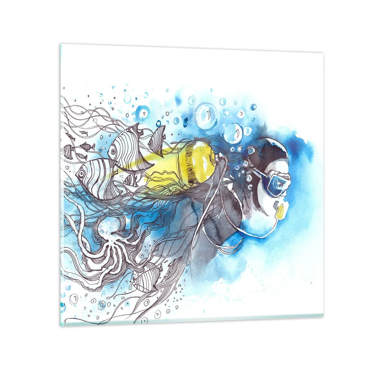 Glastavla - Bild på glas - Det stora blåa - 40x40 cm