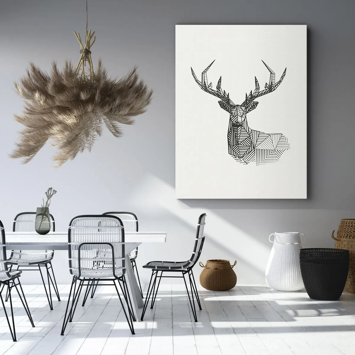 Canvastavla - Bild på duk - Hjort i kubistisk stil - 50x70 cm