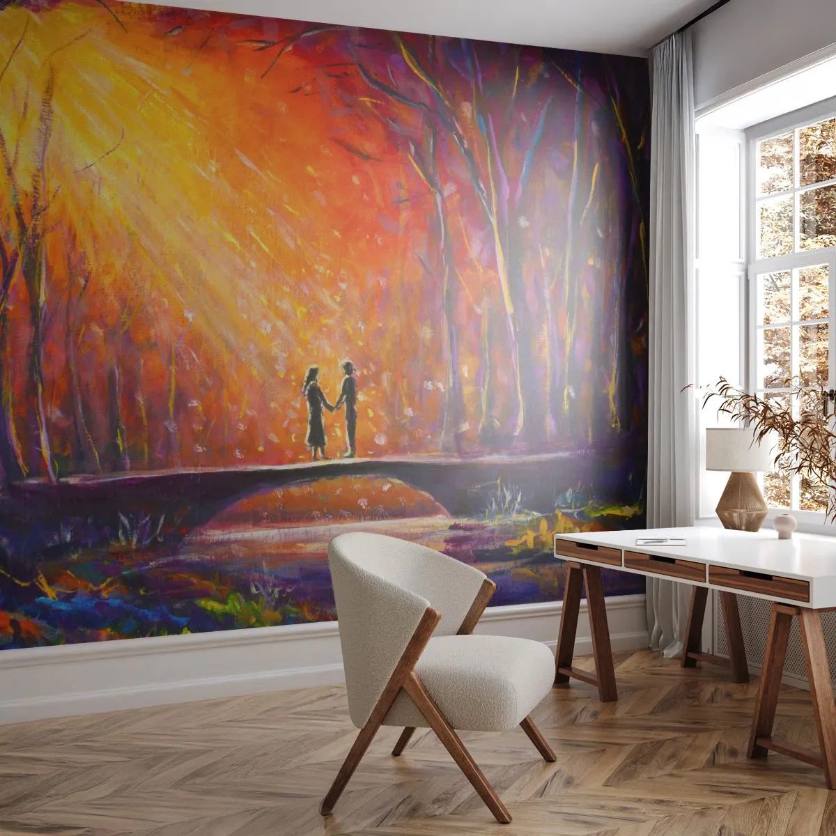 Fototapet Premium Sand - Himlen älskar också dem - Abstraktion, Ett par älskare, Landskap - 100x70 cm