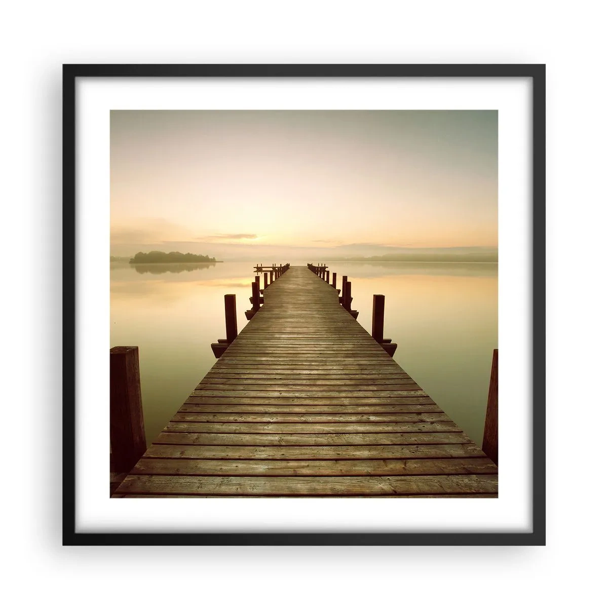 Affisch i svart ram - Förgryning, gryning, ljus - 50x50 cm