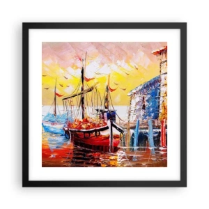 Affisch i svart ram - Lycklig återresa - 40x40 cm