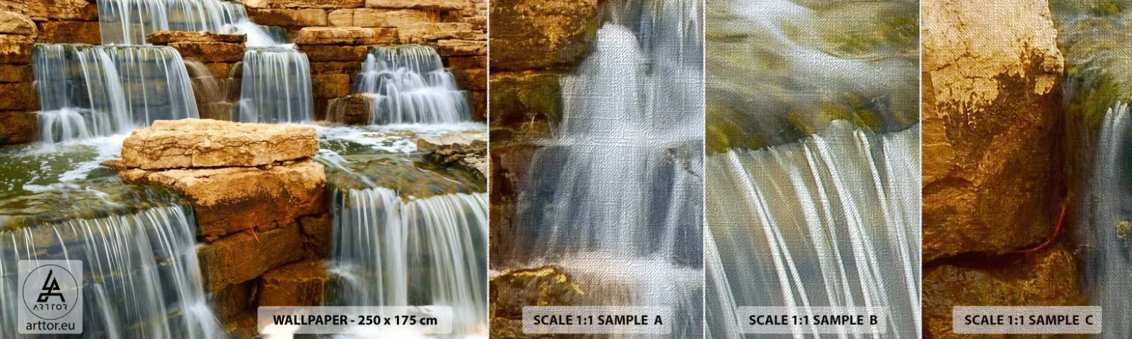 Provbit av fototapet Premium Canvas - Trappan till himlen - Vattenfall, Natur, Landskap - 100x30 cm