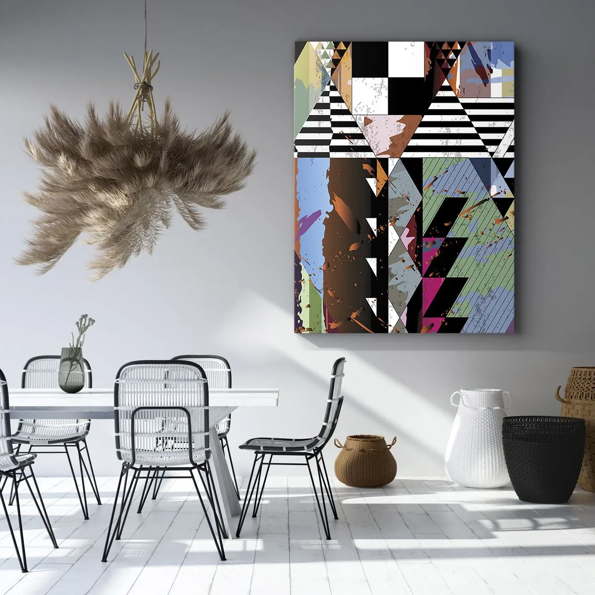 Canvastavla - Bild på duk - Geometriskt och organiskt - 80x120 cm