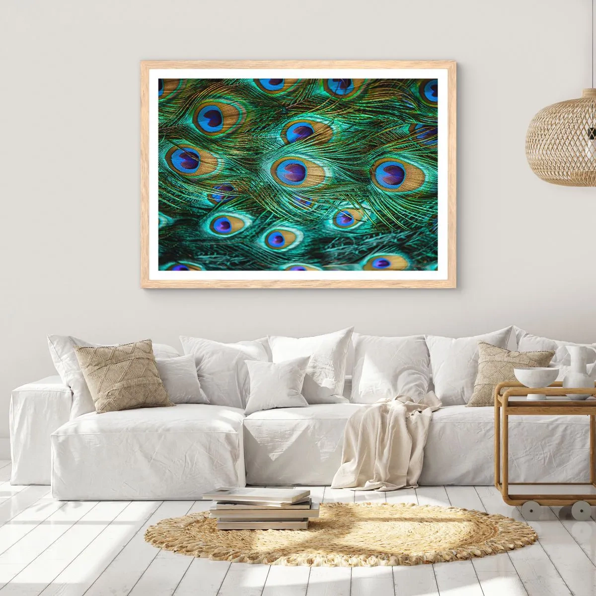 Affisch i ram av ljusek - Påfågels blick - 50x40 cm