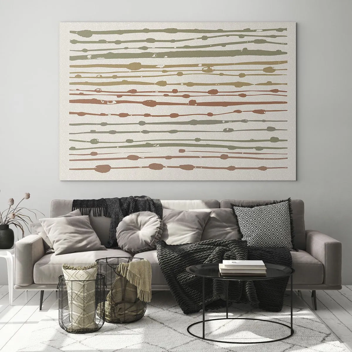 Glastavla - Bild på glas - Färgglada linjer och fläckar som bildar en rytmisk komposition - 70x50cm - Musikalisk färgnotation - Modern väggdekoration för vardagsrum och sovrum ARTTOR