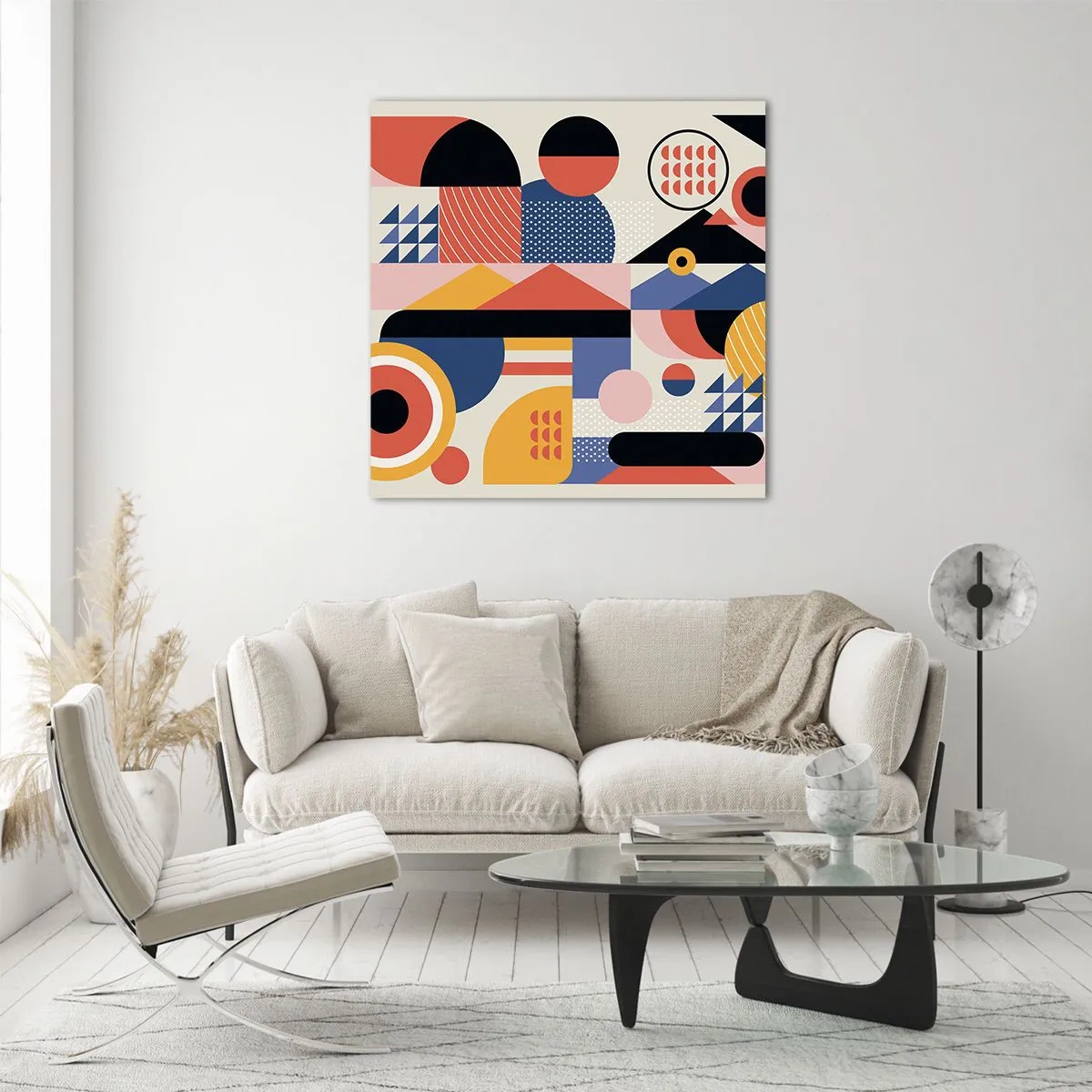 Glastavla - Bild på glas - Komposition: Lek - 40x40 cm