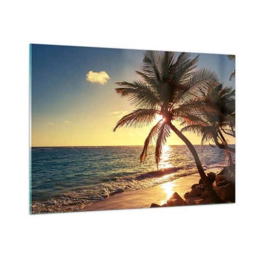 Glastavla - Bild på glas - Sommar under palmträden - 100x70 cm