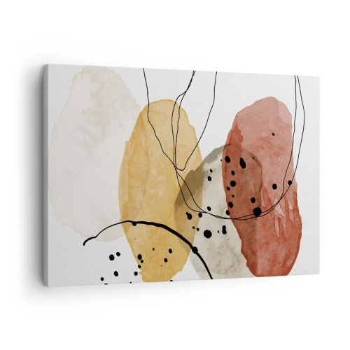 Canvastavla - Bild på duk - Abstrakta fläckar i nyanser av beige, gult och rött - 70x50cm - Lätta och transparenta som luften - Modern väggdekoration för vardagsrum och sovrum ARTTOR