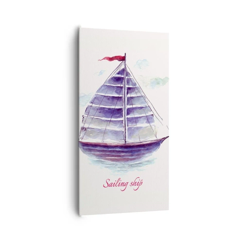 Canvastavla - Bild på duk - Fulla seglar och lugnt vatten - 65x120 cm