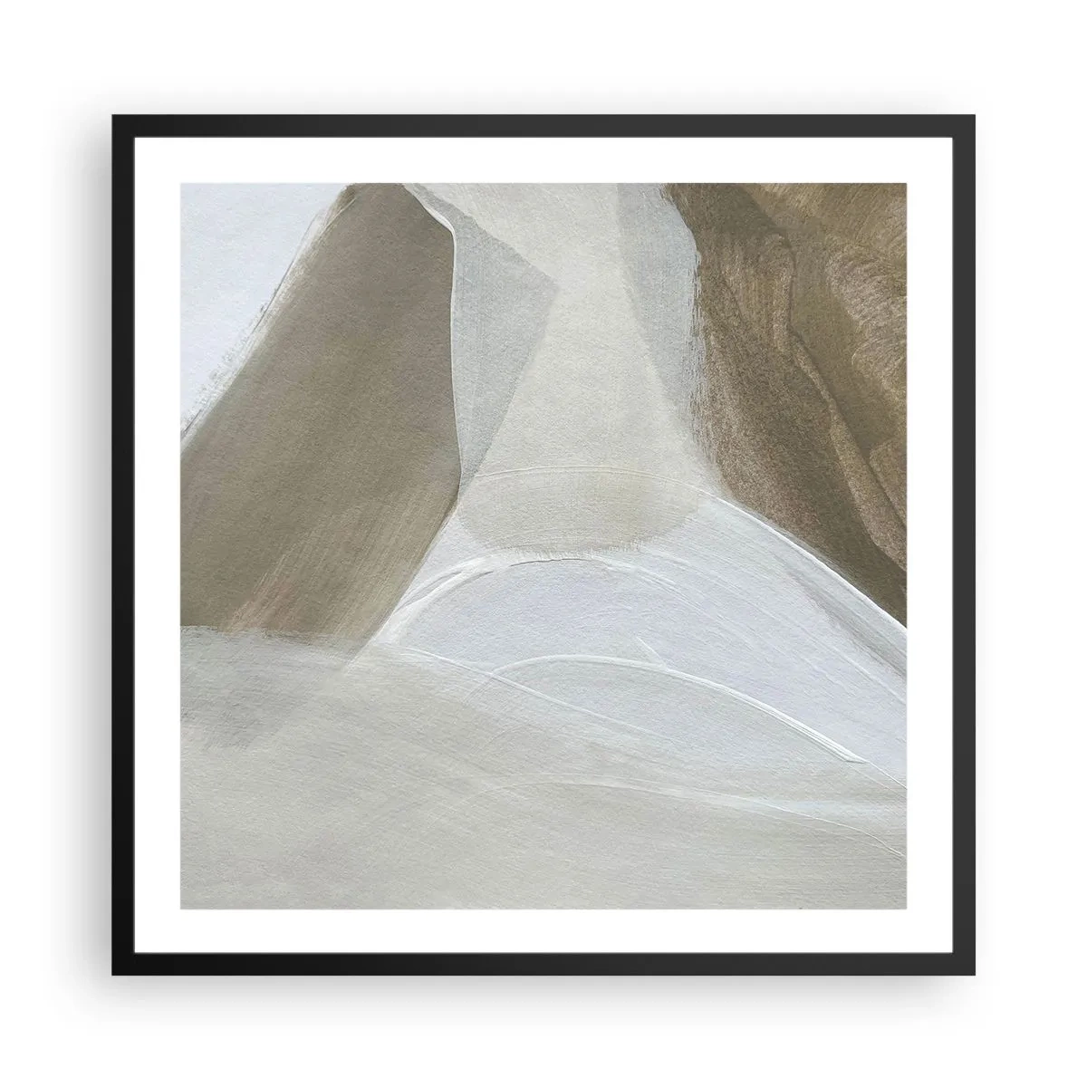 Affisch i svart ram - Våg av vitt - 60x60 cm