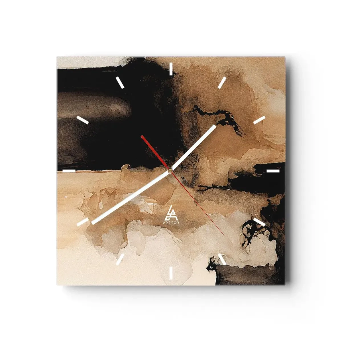 Väggklocka - Klocka på glas - Intrigerande abstraktion - 30x30 cm