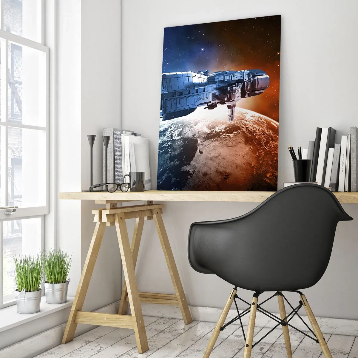 Glastavla - Bild på glas - Uppmärksam åskådare - 50x70 cm
