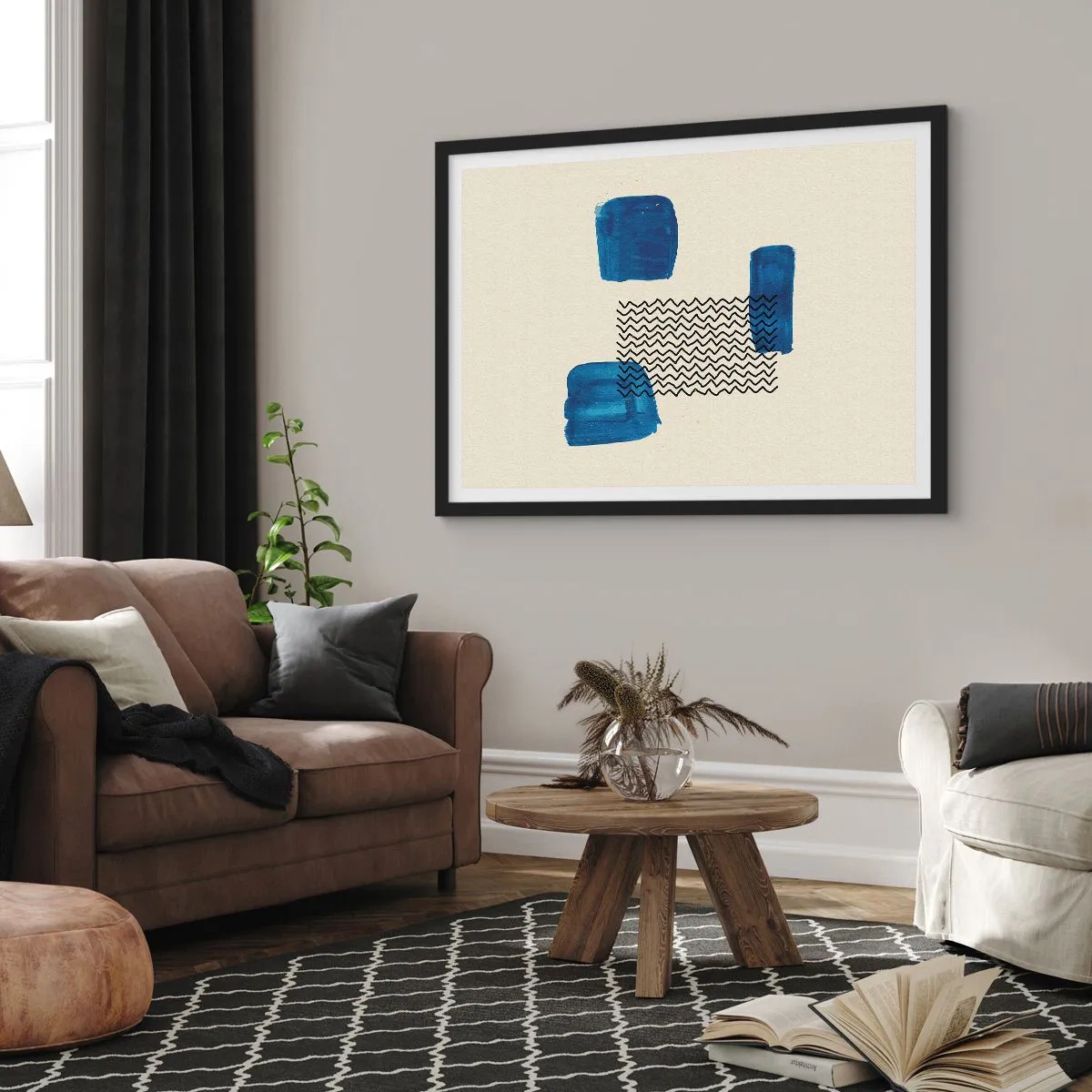 Affisch i svart ram - Abstrakt kvartett - 50x40 cm