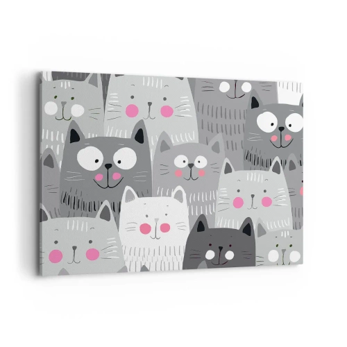 Canvastavla - Bild på duk - Katternas värld - 100x70 cm
