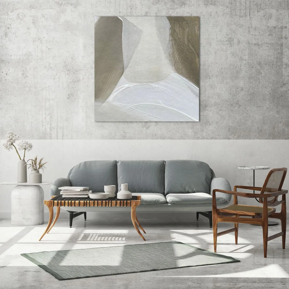 Glastavla - Bild på glas - Våg av vitt - 70x70 cm