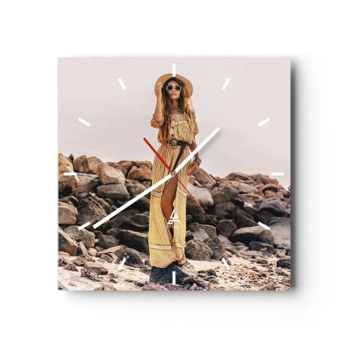 Väggklocka - Klocka på glas - Stenarnas magi - 40x40 cm