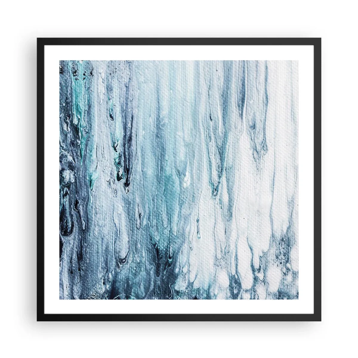 Affisch i svart ram - Blåa istappar - 60x60 cm